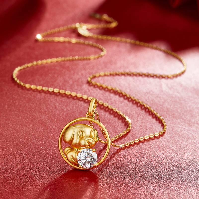 Dog Moissanite Diamond Necklace from the Chinese Zodiac Series 1.0 Carat